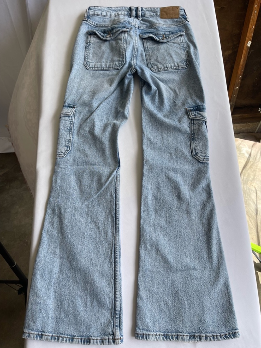 Aeropostale Light Blue High-Rise Cargo Flare Jeans - Women's - Picture 11 of 12